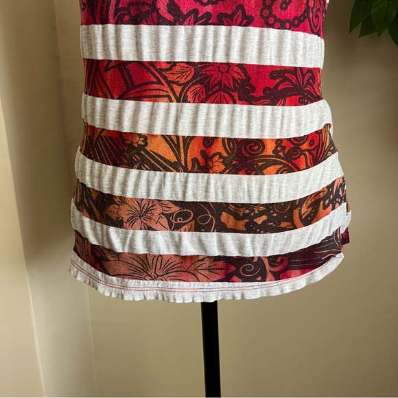 Mandee Striped Short Sleeve Printed T-Shirt Orange Sz M - Picture 6 of 16
